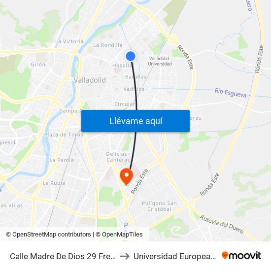 Calle Madre De Dios 29 Frente Facultad De Comercio to Universidad Europea Miguel De Cervantes map