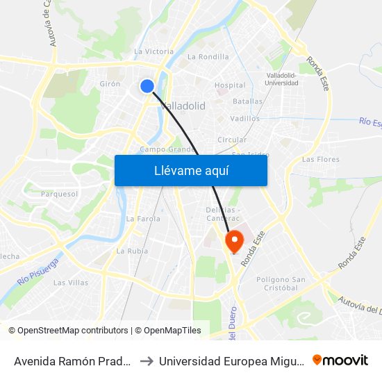 Avenida Ramón Pradera Frente 10 to Universidad Europea Miguel De Cervantes map