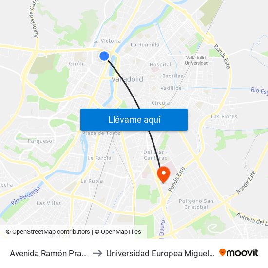 Avenida Ramón Pradera 15-17 to Universidad Europea Miguel De Cervantes map