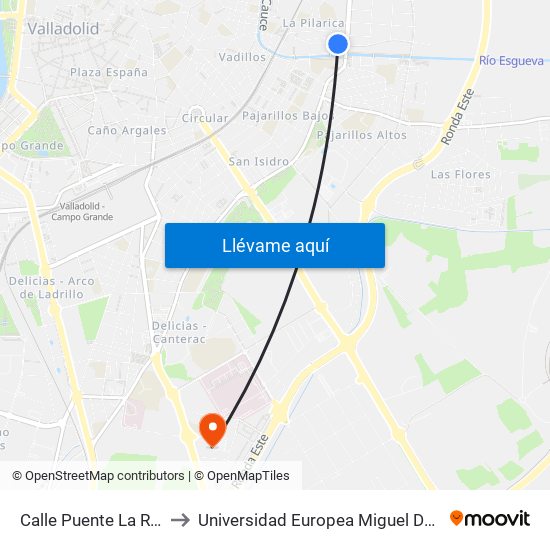Calle Puente La Reina 67 to Universidad Europea Miguel De Cervantes map