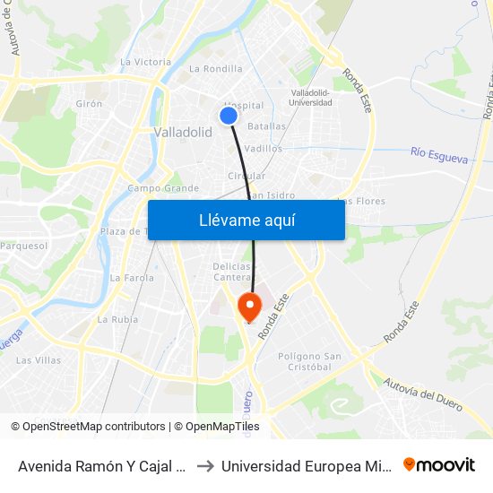 Avenida Ramón Y Cajal 3 Hospital Clínico to Universidad Europea Miguel De Cervantes map