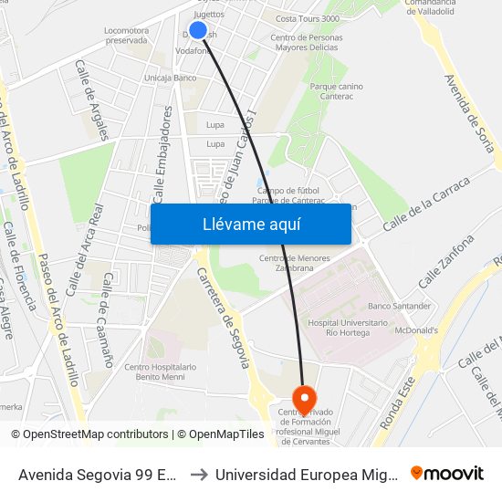 Avenida Segovia 99 Esquina Olmedo to Universidad Europea Miguel De Cervantes map