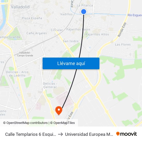 Calle Templarios 6 Esquina Puente La Reina to Universidad Europea Miguel De Cervantes map