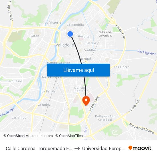 Calle Cardenal Torquemada Frente Antiguo Hospital Ríohortega to Universidad Europea Miguel De Cervantes map