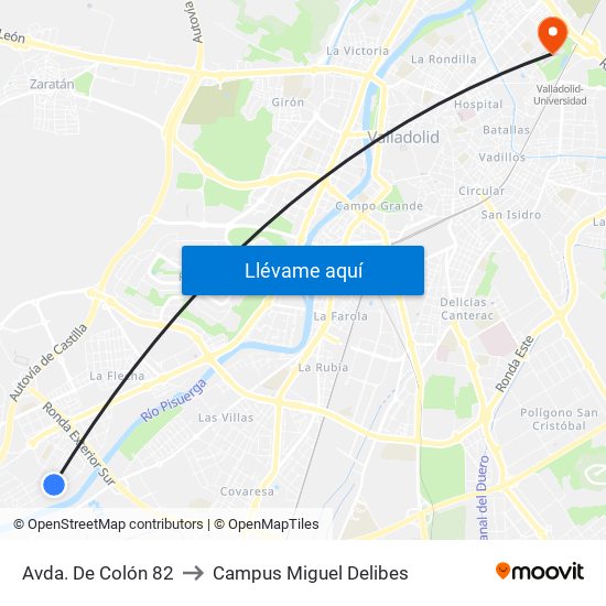 Avda. De Colón 82 to Campus Miguel Delibes map
