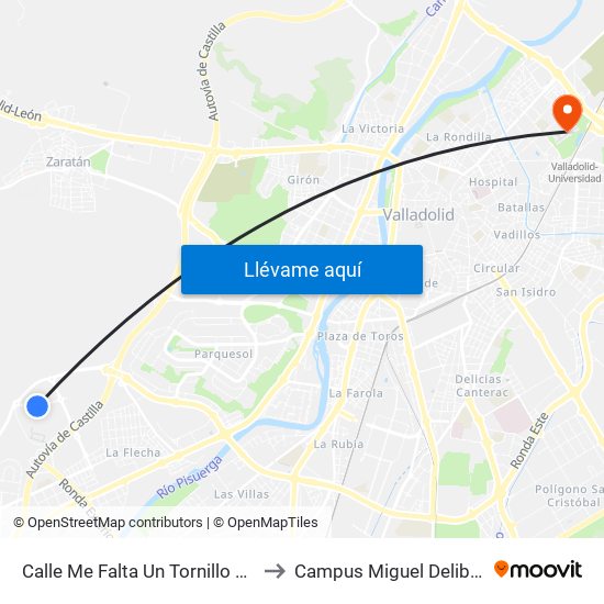 Calle Me Falta Un Tornillo 3-5 to Campus Miguel Delibes map