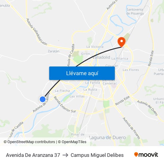 Avenida De Aranzana 37 to Campus Miguel Delibes map