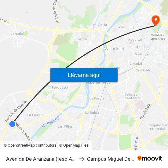 Avenida De Aranzana (Ieso Arroyo) to Campus Miguel Delibes map