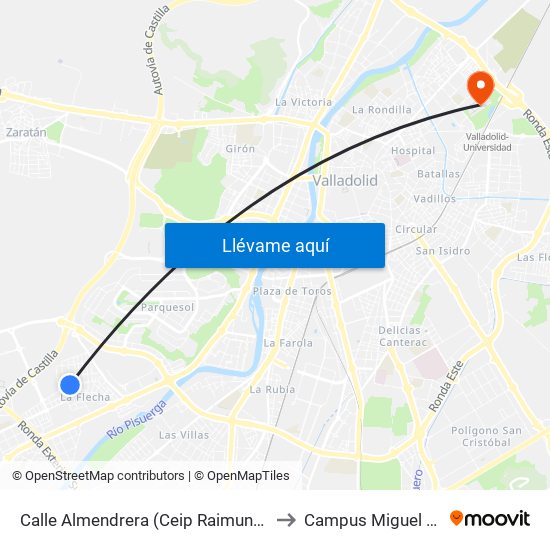 Calle Almendrera (Ceip Raimundo De Blas) to Campus Miguel Delibes map