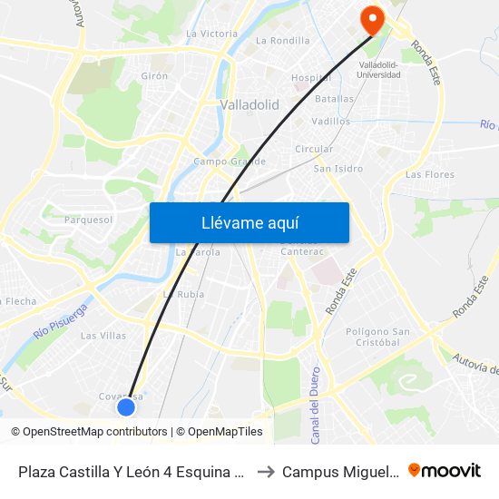 Plaza Castilla Y León 4  Esquina Miguel Delibes to Campus Miguel Delibes map