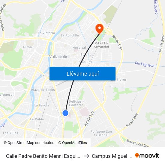 Calle Padre Benito Menni Esquina Caamaño to Campus Miguel Delibes map