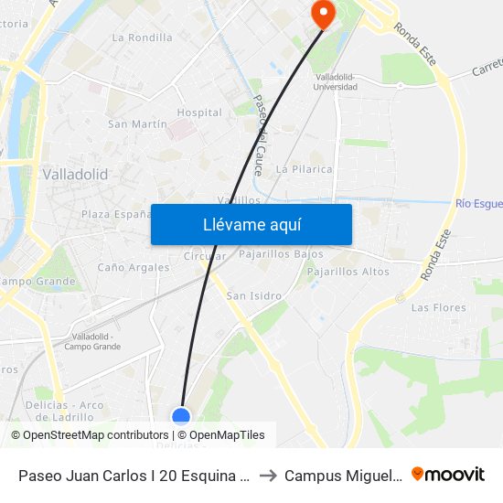 Paseo Juan Carlos I 20 Esquina General Shelly to Campus Miguel Delibes map