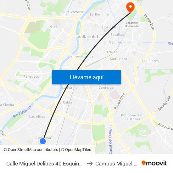 Calle Miguel Delibes 40 Esquina Unamuno to Campus Miguel Delibes map