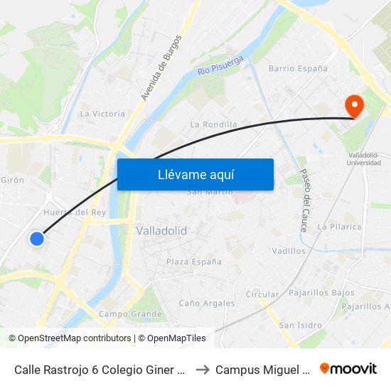Calle Rastrojo 6 Colegio Giner De Los Ríos to Campus Miguel Delibes map