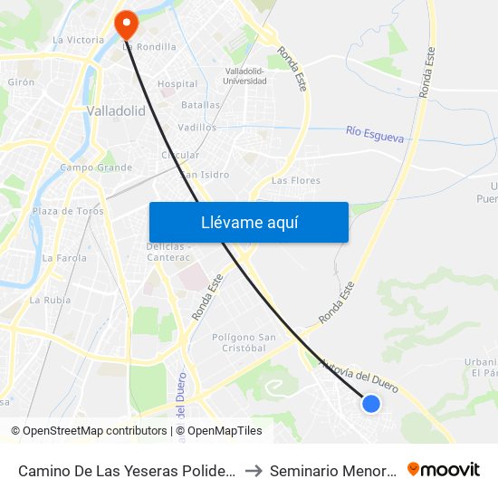 Camino De Las Yeseras Polideportivo Municipal to Seminario Menor Diocesano map