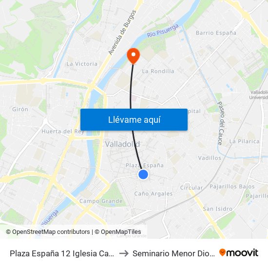 Plaza España 12 Iglesia Capuchinos to Seminario Menor Diocesano map