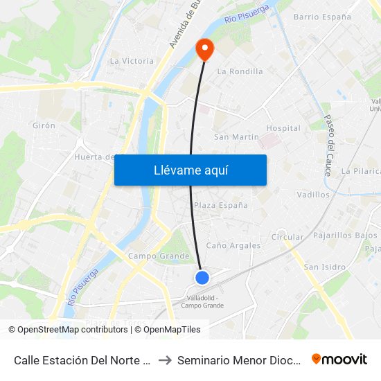 Calle Estación Del Norte Renfe to Seminario Menor Diocesano map