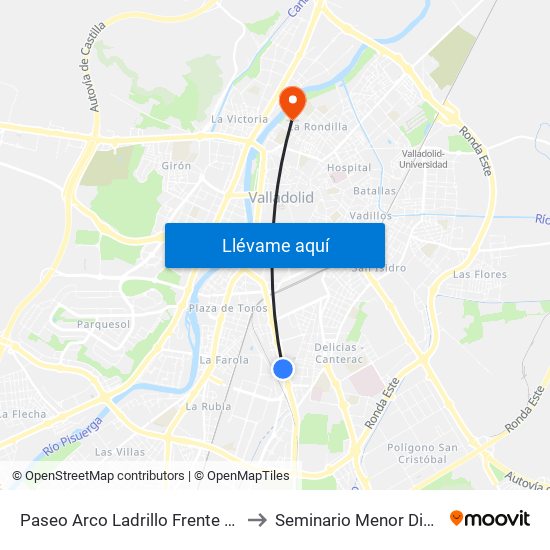 Paseo Arco Ladrillo Frente Transición to Seminario Menor Diocesano map