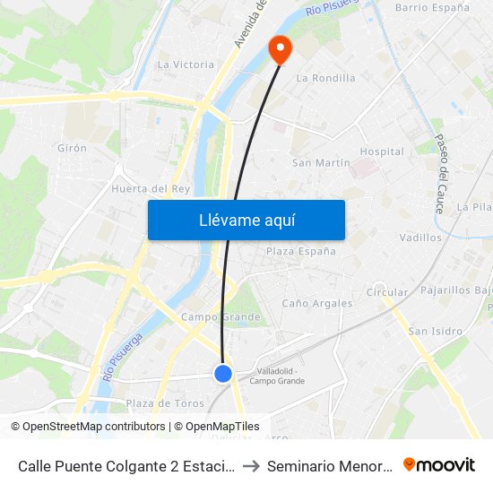 Calle Puente Colgante 2 Estación De Autobuses to Seminario Menor Diocesano map