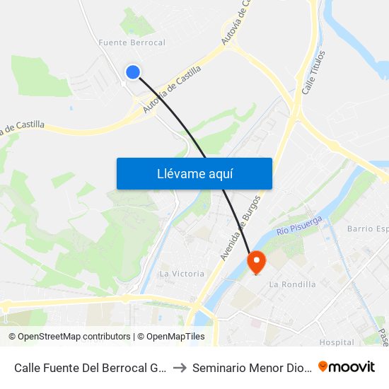 Calle Fuente Del Berrocal Gasolinera to Seminario Menor Diocesano map