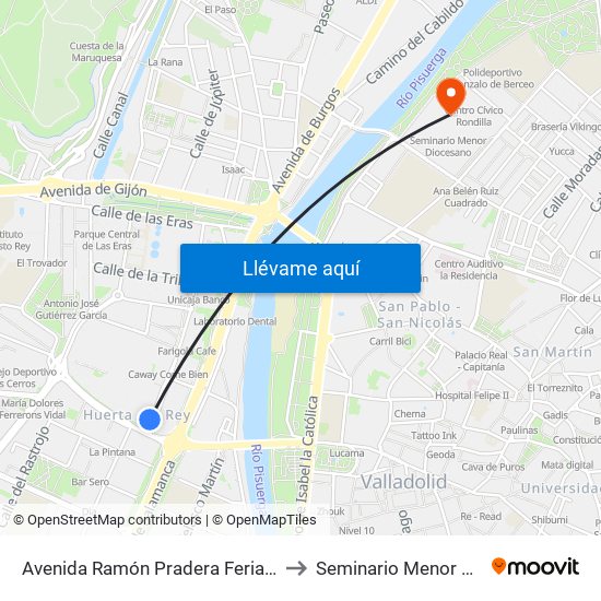 Avenida Ramón Pradera Feria De Valladolid to Seminario Menor Diocesano map