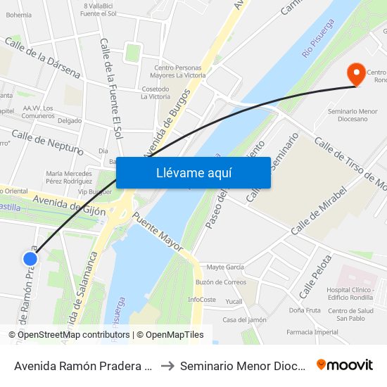Avenida Ramón Pradera 15-17 to Seminario Menor Diocesano map