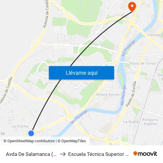Avda De Salamanca (Hipercor-Ifa) to Escuela Técnica Superior De Arquitectura map