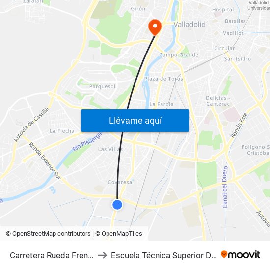 Carretera Rueda Frente Madroño to Escuela Técnica Superior De Arquitectura map