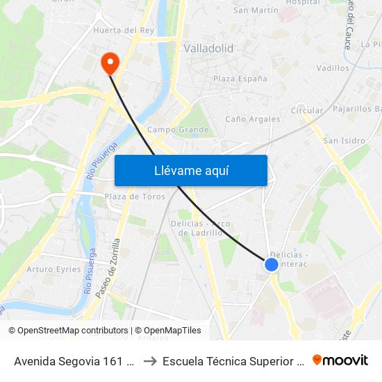 Avenida Segovia 161 Frente Hornija to Escuela Técnica Superior De Arquitectura map