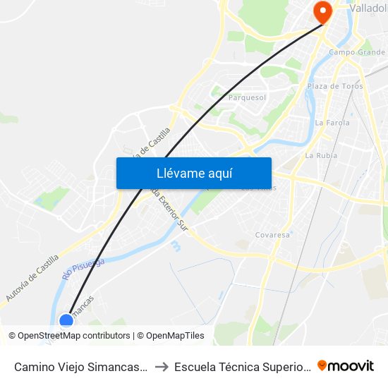 Camino Viejo Simancas Esquina Encinas to Escuela Técnica Superior De Arquitectura map