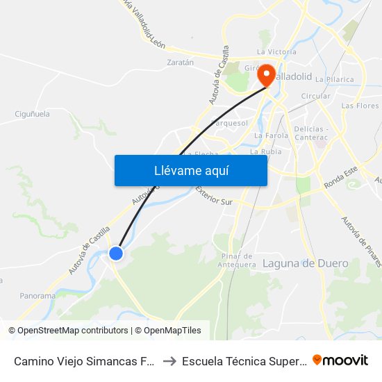Camino Viejo Simancas Frente Urb. Las Aceñas to Escuela Técnica Superior De Arquitectura map