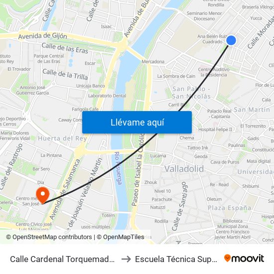 Calle Cardenal Torquemada Esquina Tirso De Molina to Escuela Técnica Superior De Arquitectura map