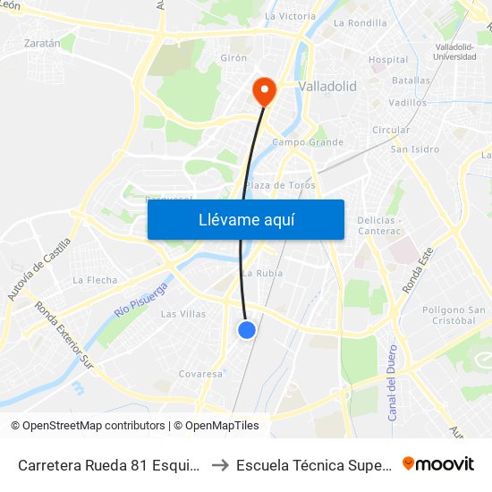 Carretera Rueda 81 Esquina Tierra De Sepúlveda to Escuela Técnica Superior De Arquitectura map