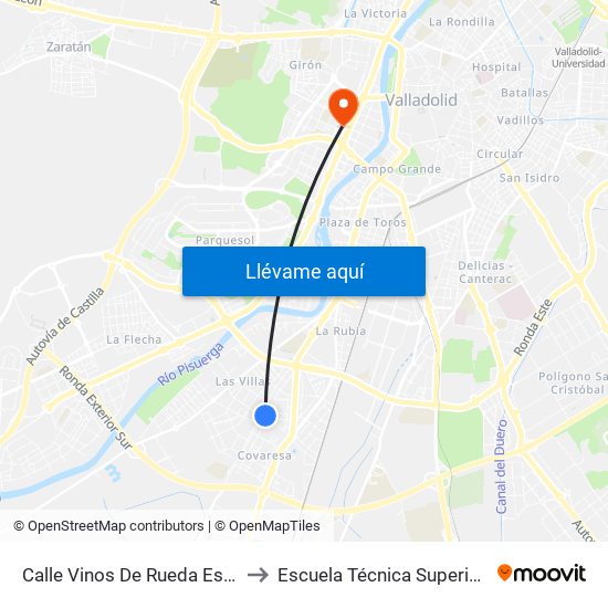 Calle Vinos De Rueda Esquina Cañada Real to Escuela Técnica Superior De Arquitectura map
