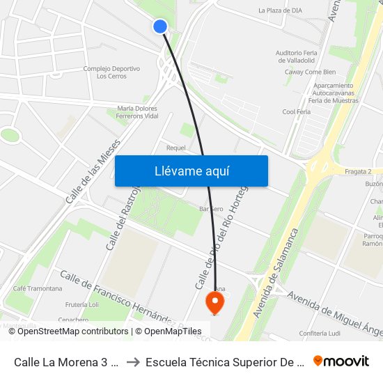 Calle La Morena 3 Bloque 2 to Escuela Técnica Superior De Arquitectura map