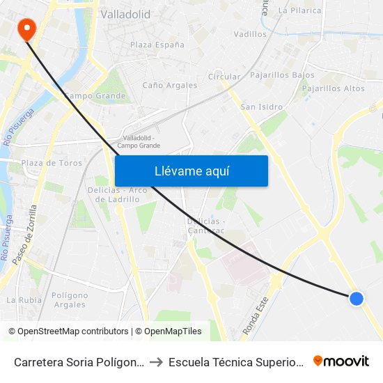 Carretera Soria Polígono San Cristóbal to Escuela Técnica Superior De Arquitectura map