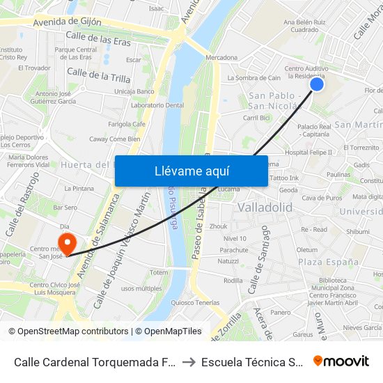 Calle Cardenal Torquemada Frente Antiguo Hospital Ríohortega to Escuela Técnica Superior De Arquitectura map