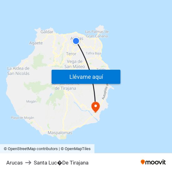 Arucas to Santa Luc�De Tirajana map