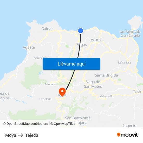 Moya to Tejeda map