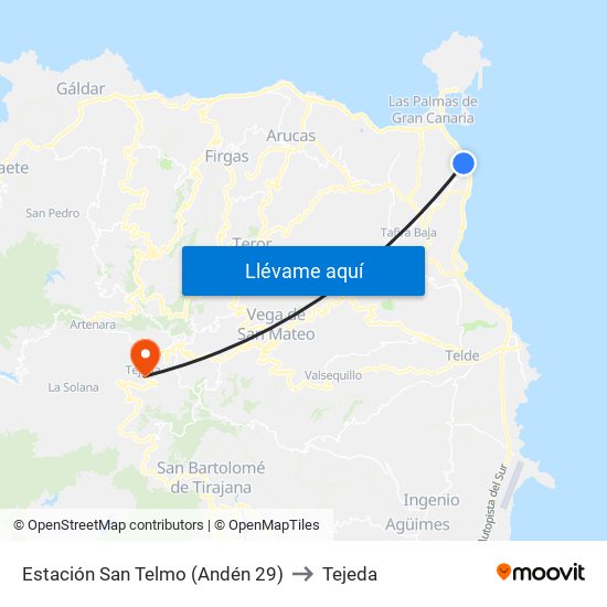 Estación San Telmo (Andén 29) to Tejeda map