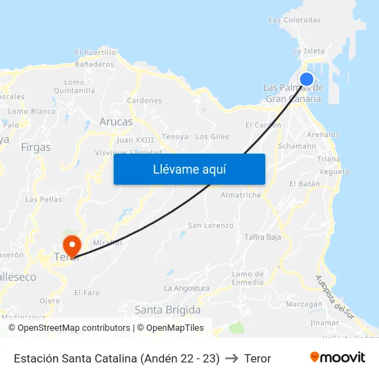 Estación Santa Catalina (Andén 22 - 23) to Teror map