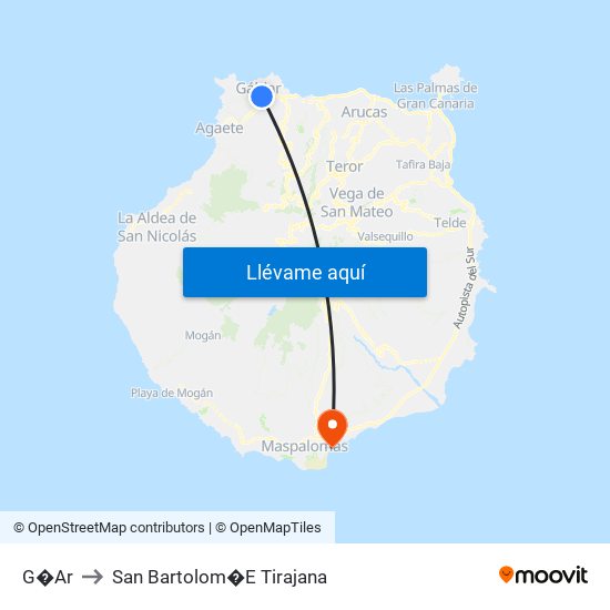 G�Ar to San Bartolom�E Tirajana map