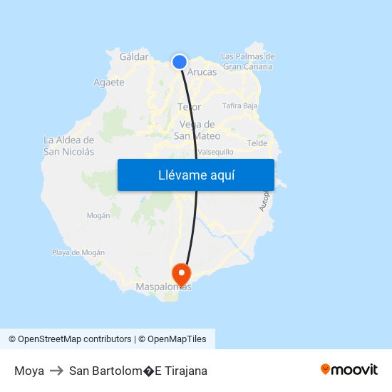 Moya to San Bartolom�E Tirajana map