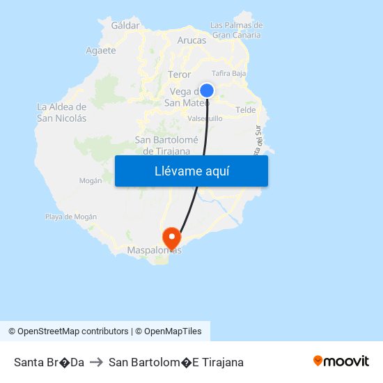 Santa Br�Da to San Bartolom�E Tirajana map