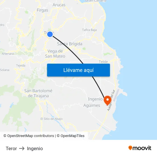 Teror to Ingenio map