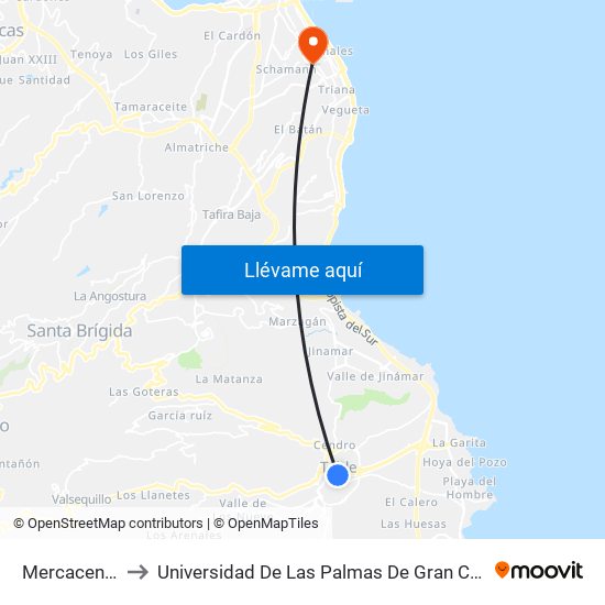 Mercacentro to Universidad De Las Palmas De Gran Canaria map