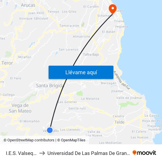 I.E.S. Valsequillo to Universidad De Las Palmas De Gran Canaria map