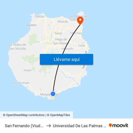 San Fernando (Viuda De Franco) to Universidad De Las Palmas De Gran Canaria map