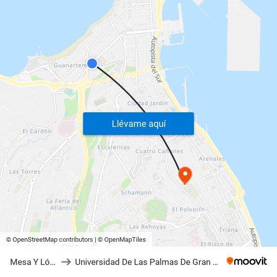 Mesa Y López to Universidad De Las Palmas De Gran Canaria map