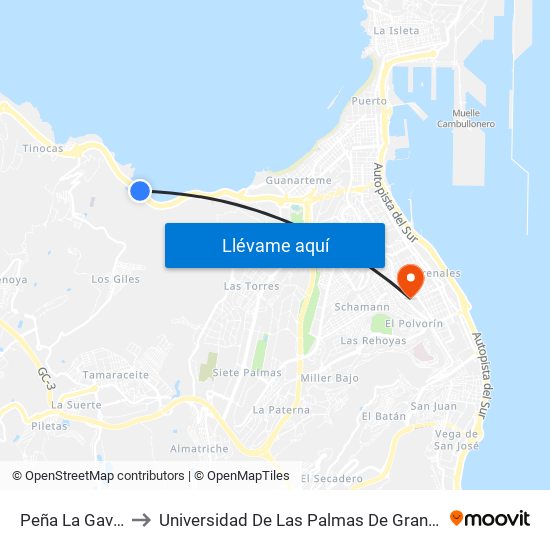 Peña La Gaviota to Universidad De Las Palmas De Gran Canaria map